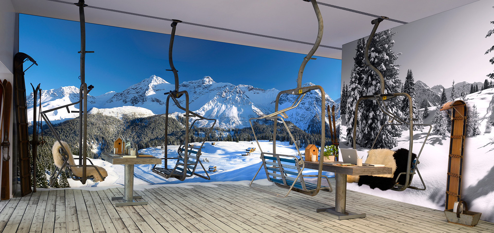 Arosa Maran Winter &ndash; Akustikbilder und Schallabsorber von SCHALLSAUGER&reg;
